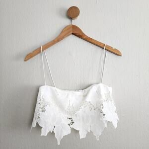 NEW Rumer The Label Tropez White Floral Lace Crochet Crop Top